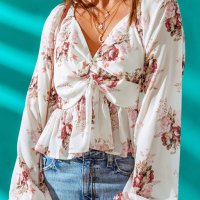 Дамска блуза с дълъг ръкав и флорален принт, снимка 4 - Блузи с дълъг ръкав и пуловери - 44304487