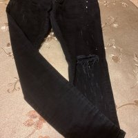 Черни накъсани колена дънки унисекс модел , снимка 5 - Дънки - 31497633