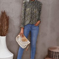 Елегантен дамски топ с флорален принт, снимка 10 - Блузи с дълъг ръкав и пуловери - 40084939