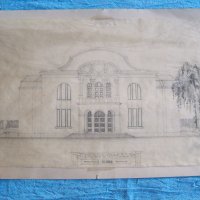 Красив стар архитектурен чертеж, скица, рисунка от преди 1944г. №7, снимка 1 - Други ценни предмети - 32149190