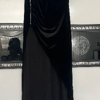 Черна рокля кадифе размер L, снимка 4 - Рокли - 44307413