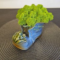 кашпа керамична обувка със Скандинавски мъх, снимка 2 - Декорация за дома - 44423241