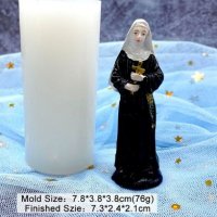 3D Монахиня тънък цилиндър силиконов молд форма фондан гипс смола свещ, снимка 1 - Форми - 38088446