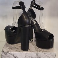 Модни дамски обувки на висок ток и платформа в черен цвят, снимка 4 - Дамски обувки на ток - 40132242
