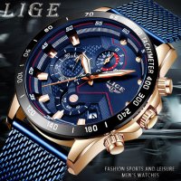 Мъжки часовник Lige Sport Watch, Водоустойчив, Неръждаема стомана, снимка 4 - Мъжки - 40245950