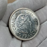 10 франка 1966 г, Княжество Монако - сребърна монета, снимка 3 - Нумизматика и бонистика - 42740218