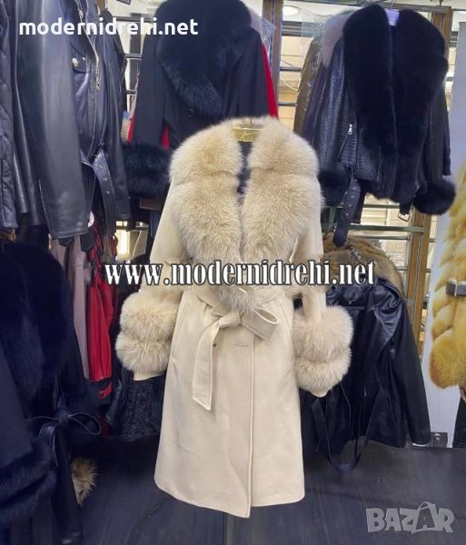 Дамско луксозно палто кашмир вълна и лисица код 131, снимка 1