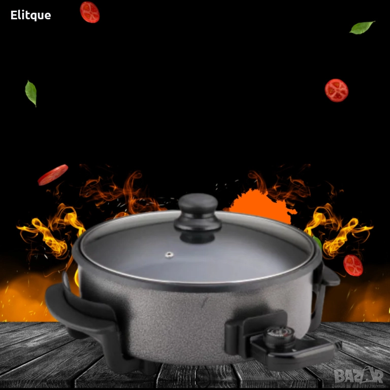 Електрически тиган за приготвяне на пица Rosberg, 1500W, 32 см, Терморегулатор, Незалепващо покритие, снимка 1