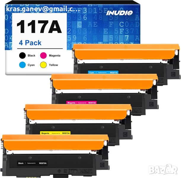 4 пакета 117A съвместим с тонер заместител за комплект тонер HP 117A цветно лазерно многофункционалн, снимка 1