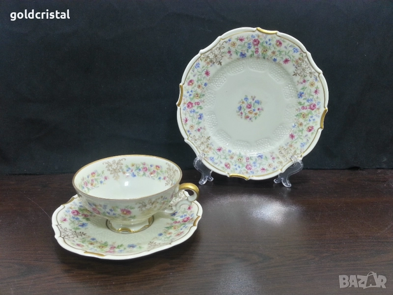 Стар немски порцелан троен сет за кафе чай , снимка 1