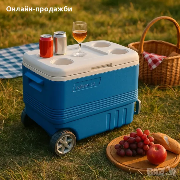 Хладилна кутия Atlantic 45L, пасивна, с табла/с колела, снимка 1