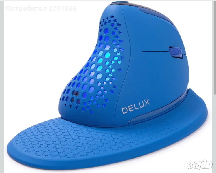 DELUX Seeker M618XSD Безжична ергономична вертикална мишка с OLED екран, снимка 1