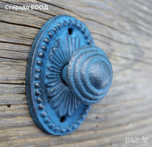 ЦВЕТНА ЧУГУНЕНА ДРЪЖКА - СИНЯ, снимка 1