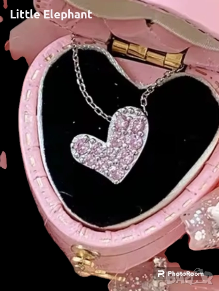 Сребърно колие сърце"Sensitivity,luxery jewelry,baby pink/ново, снимка 1