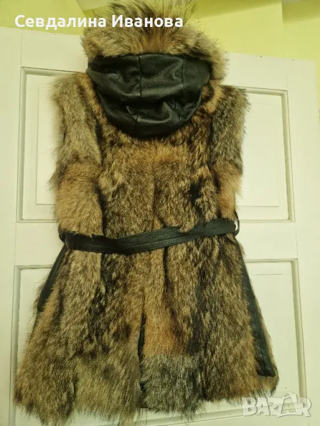 елек от лицева кожа и косъм, снимка 1