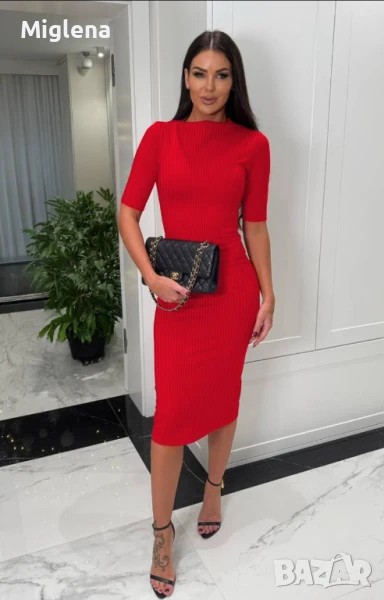 Ефектна рокля в червено , снимка 1