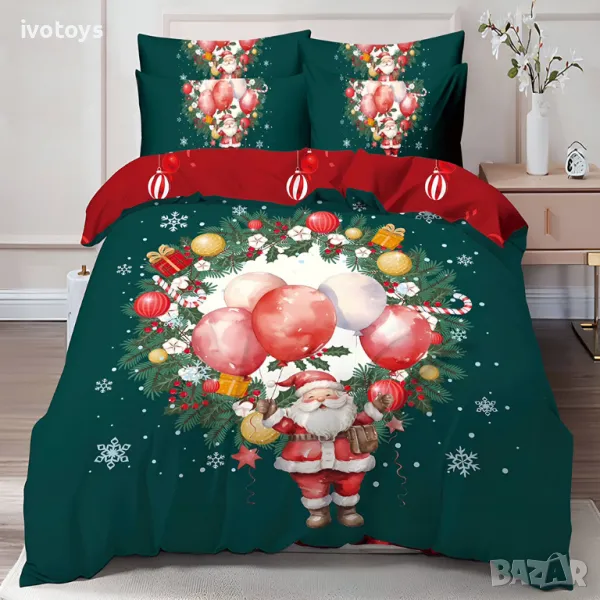 Двулицев коледен спален комплект (Реално изображение), 6 части - Модел WS17118, снимка 1