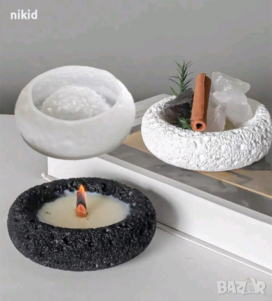 3D Голяма Кръгла кръг купа купичка кашпа пепелник силиконов молд форма смола гипс шоколад свещ , снимка 1