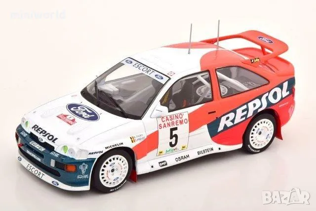 FORD Escort RS Cosworth 5 ”Repsol” Thiry/Prevot 3 место Rally San Remo 1996 - мащаб 1:24 на IXO моде, снимка 1