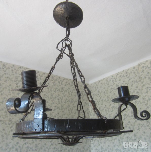 Полилей, лампа, фенер, лампион за 3 крушки, Ковано желязо, снимка 1
