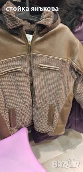 Продавам  тъмно кафяво мъжко яке съчетание на кожа с джинсов плат к, снимка 1