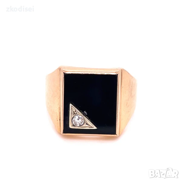 Златен мъжки пръстен 10,91гр. размер:61 14кр. проба:585 модел:33095-1, снимка 1