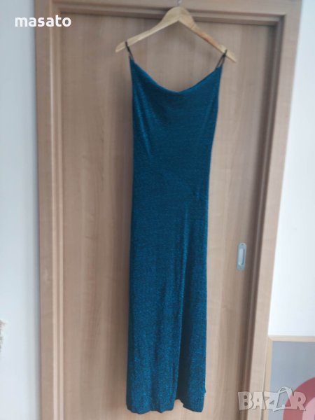 SHEIN - дълга синя лъскава рокля, снимка 1
