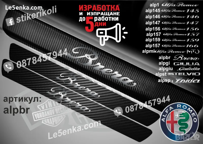 ПРАГОВЕ карбон Alfa Romeo BRERA  фолио стикери alpbr, снимка 1