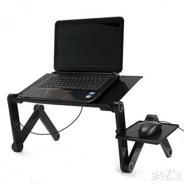 Алуминиева маса за лаптоп с голям вентилатор и подложка за мишка, сгъваема, снимка 1