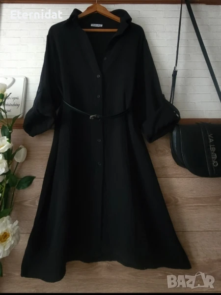 Черна рокля тип риза , снимка 1