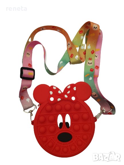 Чанта Minni Mouse, Силиконова, Червен, 10 см, снимка 1