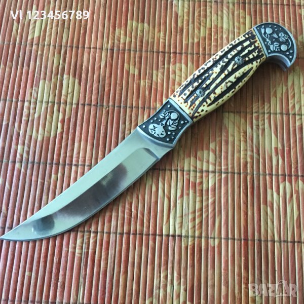 Руски ловен нож-  инкрустирани метални гардове - Алигатор стал 65х13, снимка 1