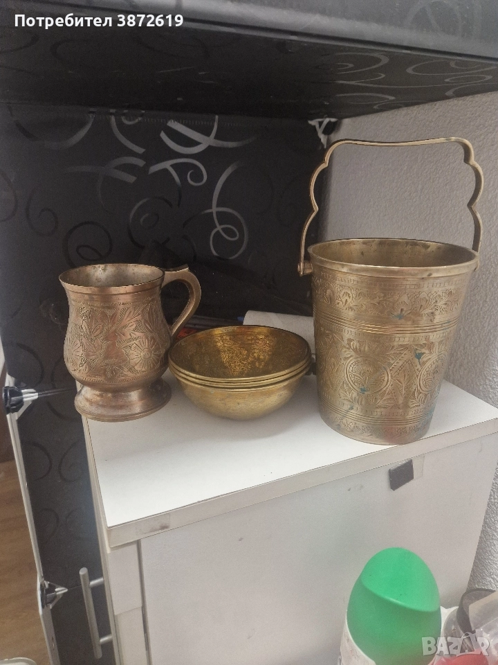 Старинни кофичка, кана и 3 купи, снимка 1