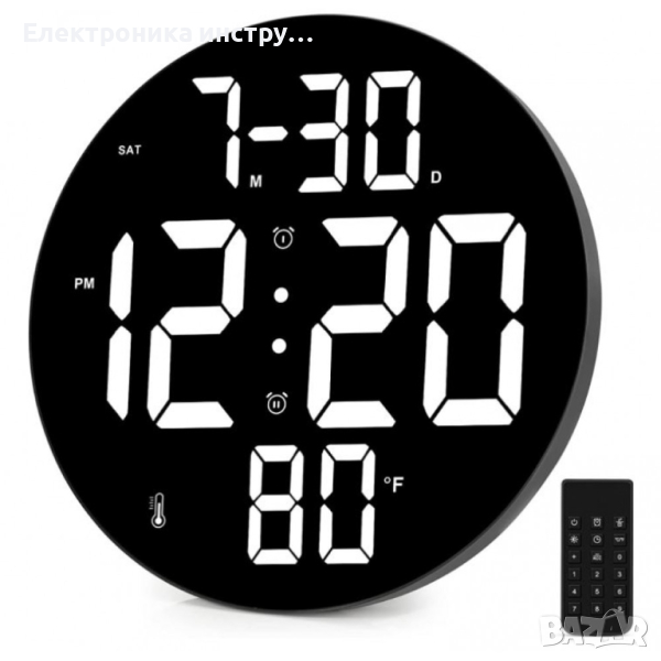 GH8010 9-инчов LED цифров часовник с голям екран с дистанционно управление, снимка 1