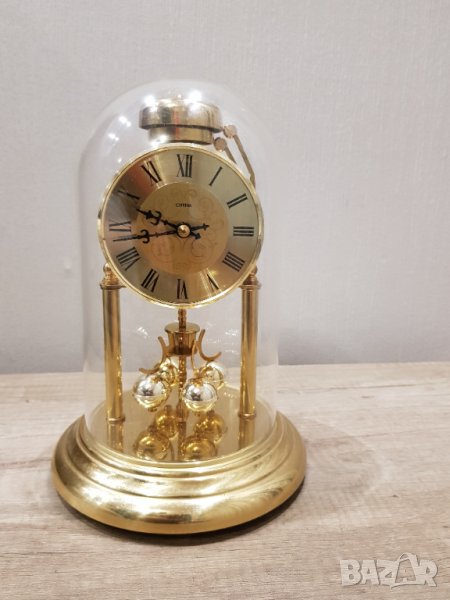 Немски настолен кварцов часовник с колба и с гонг, снимка 1