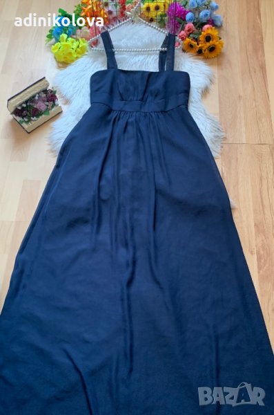 Дълга тъмно синя рокля, снимка 1