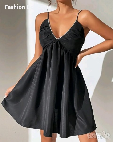 Черна рокля с камъни , снимка 1
