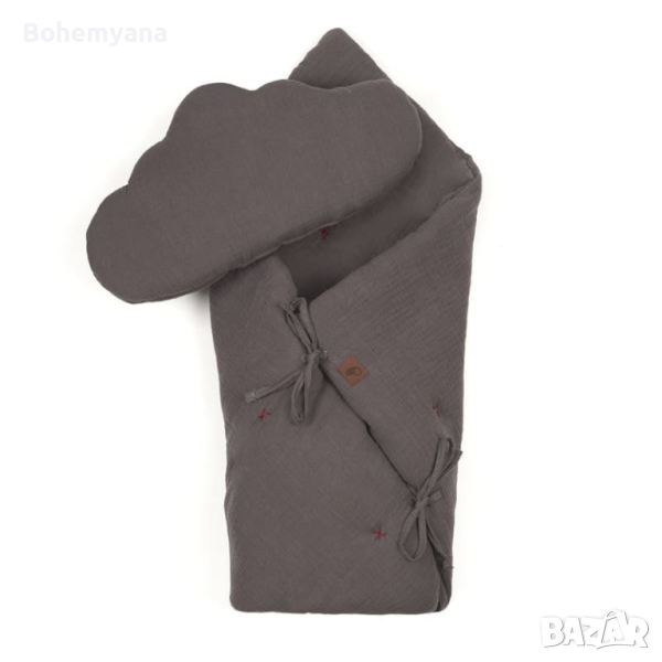 Hi Little One порт бебе 2 в 1 – био муселин – сиво, снимка 1