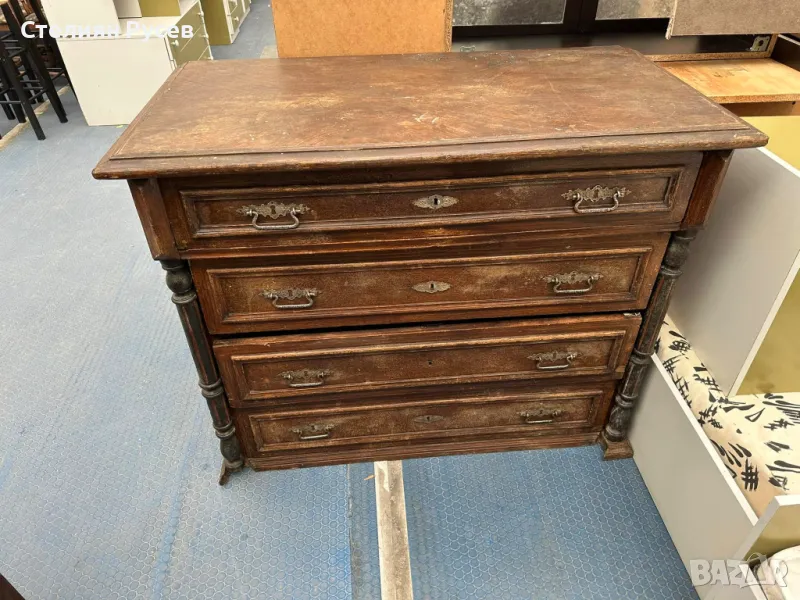 8448  шкаф / скрин с 4 чекмеджета от масивно дърво ( дърворезба ) 59/110см -цена 110 лв             , снимка 1