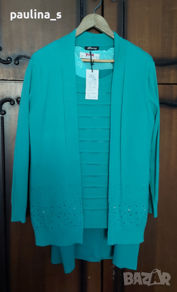 Луксозен комплект за повод или офис, в резеда / голям размер , снимка 1