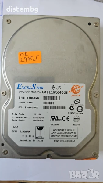 Хард диск 40GB IDE  ExelStor Callisto 40GB, снимка 1