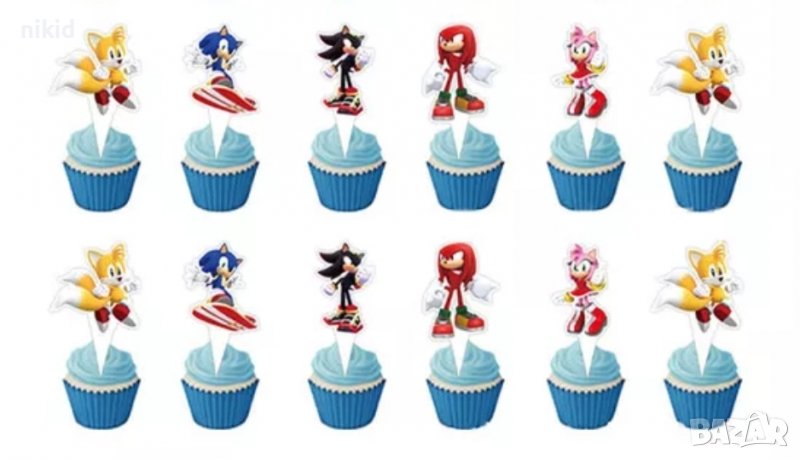 12 бр Sonic къси топери украса декорация за мъфини кексчета торта парти, снимка 1