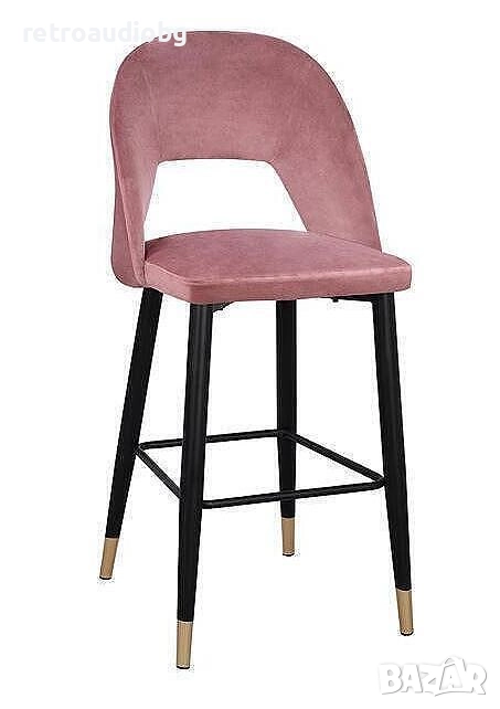 Бар стол Харпър кадифе в розов цвят, снимка 1