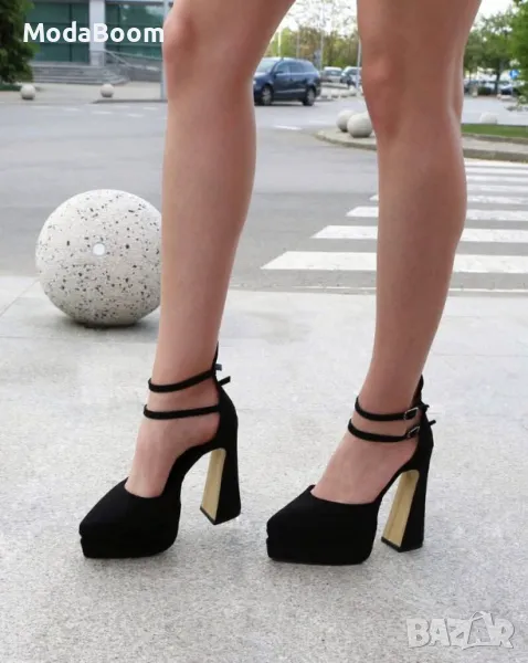 Сандали на ток - Велур, снимка 1