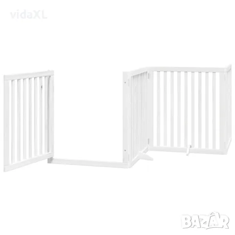 vidaXL Сгъваема преграда за кучета с врата 4 панела бял 320 см топола, снимка 4 - За кучета - 56147232