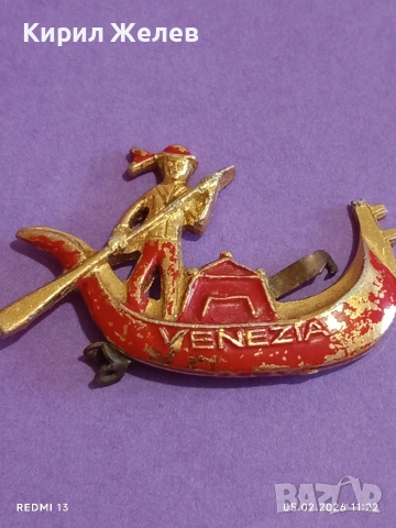 Винтидж брошка Гондола ВЕНЕЦИЯ рядка за КОЛЕКЦИЯ 53473, снимка 3 - Други ценни предмети - 53366033
