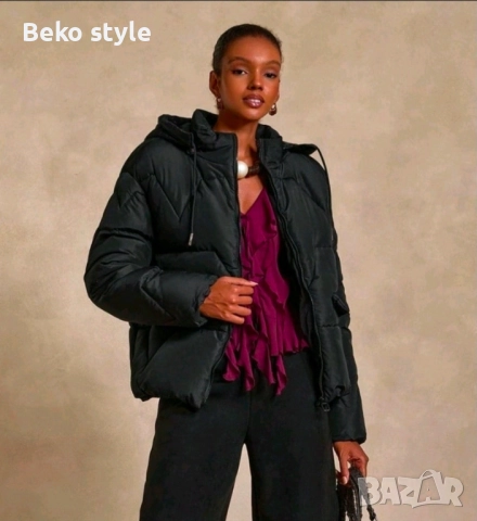 Късо зимно яке с качулка, снимка 2 - Якета - 52507573