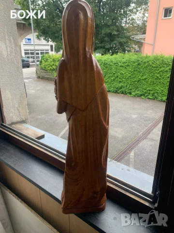 	Антикварна фигура Дева Мария, дърво, снимка 4 - Антикварни и старинни предмети - 51233585
