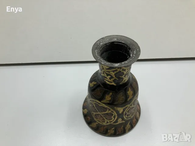 Свещник - метален, черно злато, гравиран , снимка 4 - Декорация за дома - 49595082