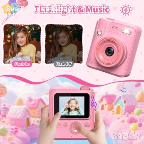 Нов фотопринтер Детска камера с моментен печат 1080P + 32GB + 5 ролки хартия, снимка 6 - Други - 52158381